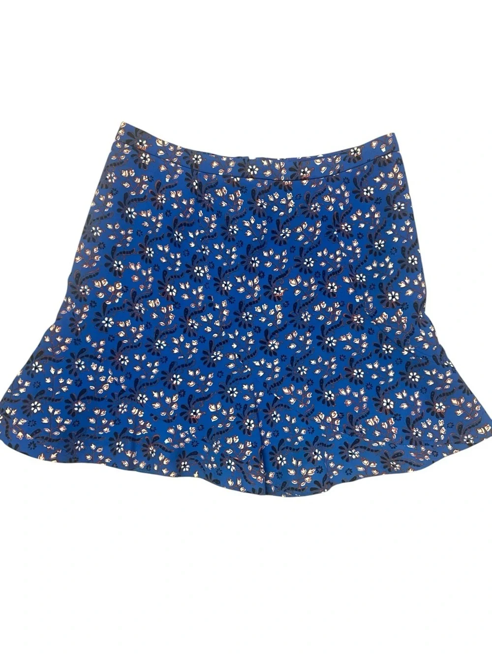 J.Crew Fluter Skirt Size 8 Bright Blue Floral Y2K Spring Lined Flirty Casual